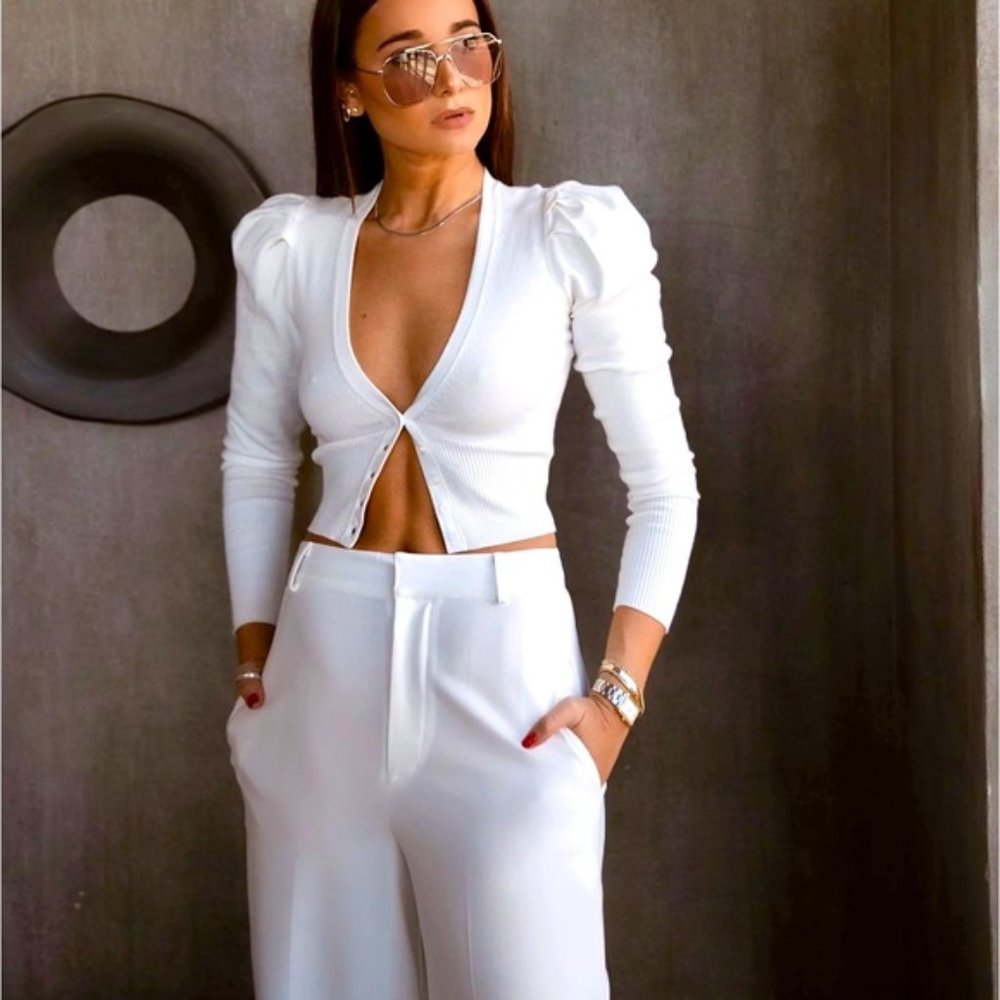Danielle Bernstein Puff Sleeve Cardigan